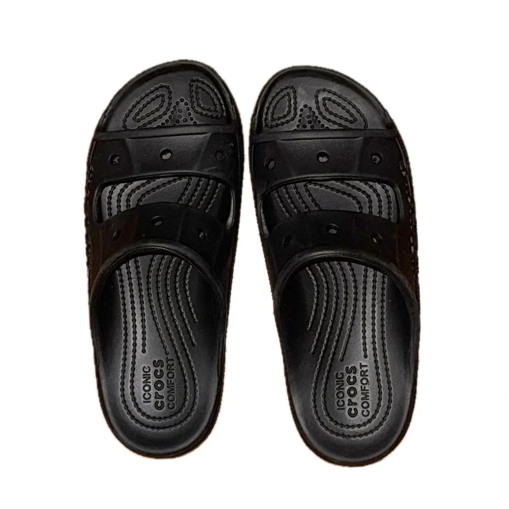 Crocs Classic Sandal Black Two Strap Slide Sandals Mens 7 Womens 9